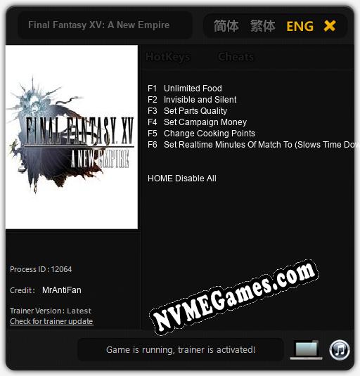 Final Fantasy XV: A New Empire: Trainer +6 [v1.6]