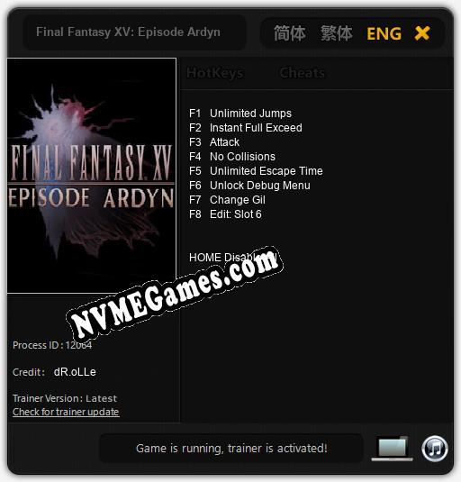 Final Fantasy XV: Episode Ardyn: Trainer +8 [v1.5]