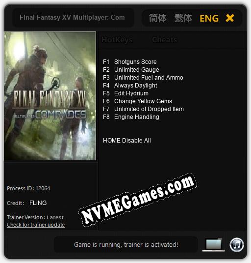 Final Fantasy XV Multiplayer: Comrades: Cheats, Trainer +8 [FLiNG]