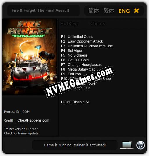 Fire & Forget: The Final Assault: Cheats, Trainer +12 [CheatHappens.com]