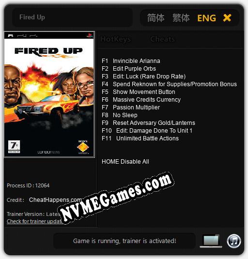 Treinador liberado para Fired Up [v1.0.6]