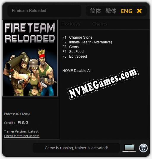 Treinador liberado para Fireteam Reloaded [v1.0.3]