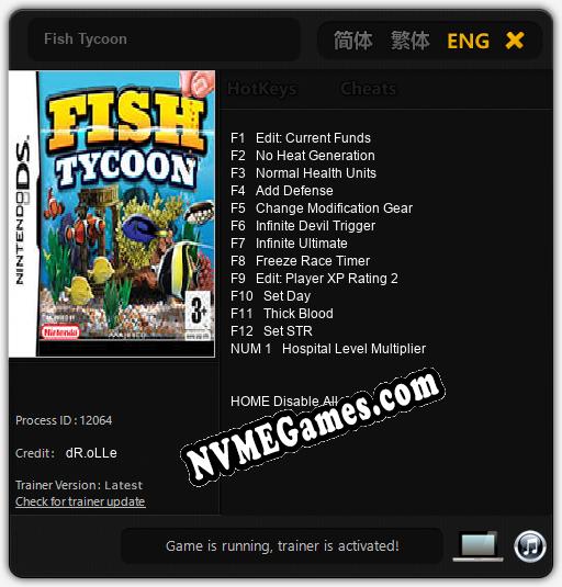 Treinador liberado para Fish Tycoon [v1.0.4]