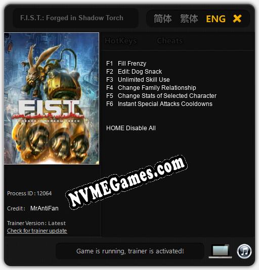 Treinador liberado para F.I.S.T.: Forged in Shadow Torch [v1.0.8]