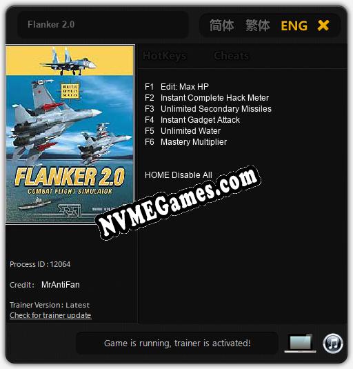 Treinador liberado para Flanker 2.0 [v1.0.4]