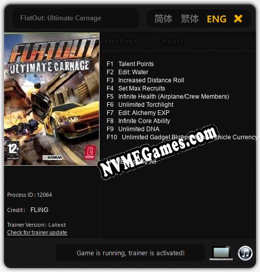 FlatOut: Ultimate Carnage: Trainer +10 [v1.5]