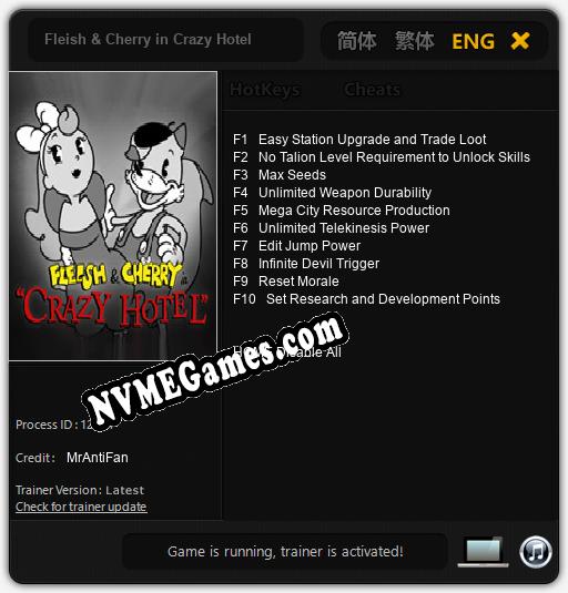 Fleish & Cherry in Crazy Hotel: Trainer +10 [v1.5]