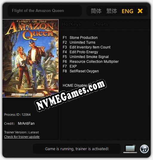 Flight of the Amazon Queen: Cheats, Trainer +8 [MrAntiFan]