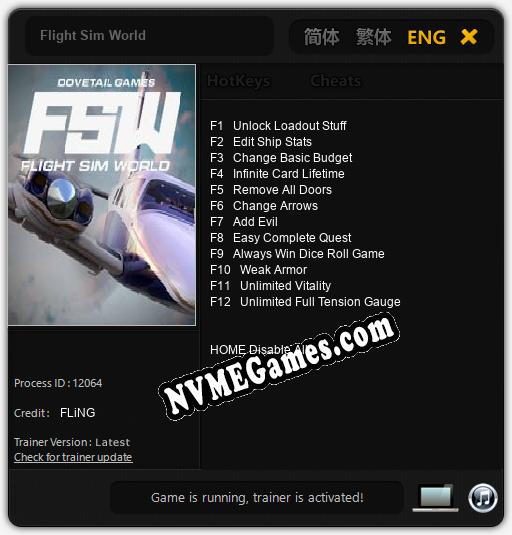 Flight Sim World: Cheats, Trainer +12 [FLiNG]