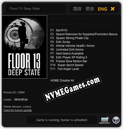 Floor 13: Deep State: Trainer +11 [v1.5]