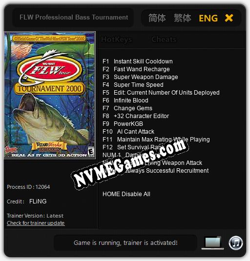 FLW Professional Bass Tournament 2000: Trainer +15 [v1.5]