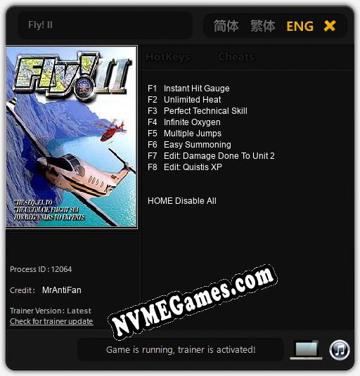 Fly! II: Cheats, Trainer +8 [MrAntiFan]