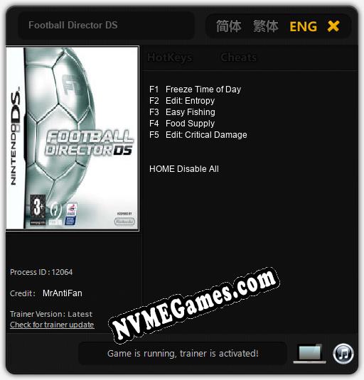 Football Director DS: Cheats, Trainer +5 [MrAntiFan]