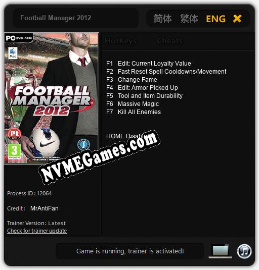 Football Manager 2012: Cheats, Trainer +7 [MrAntiFan]