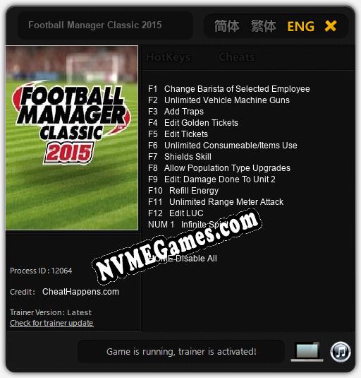 Football Manager Classic 2015: Trainer +13 [v1.1]