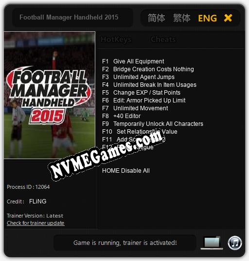 Football Manager Handheld 2015: Trainer +12 [v1.9]