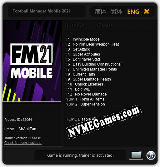 Football Manager Mobile 2021: Cheats, Trainer +14 [MrAntiFan]