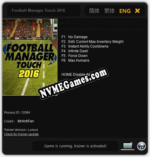 Football Manager Touch 2016: Cheats, Trainer +6 [MrAntiFan]