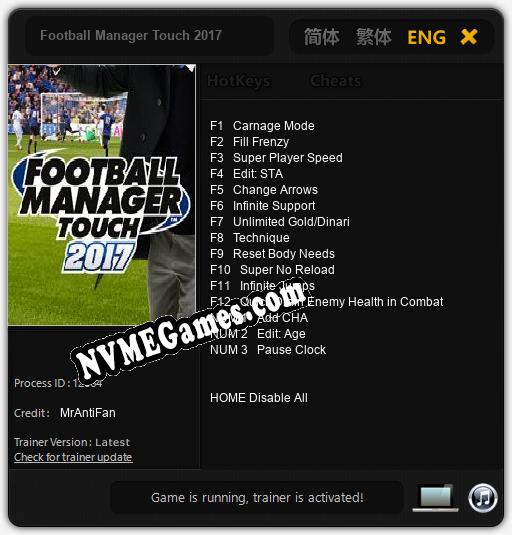 Football Manager Touch 2017: Trainer +15 [v1.5]