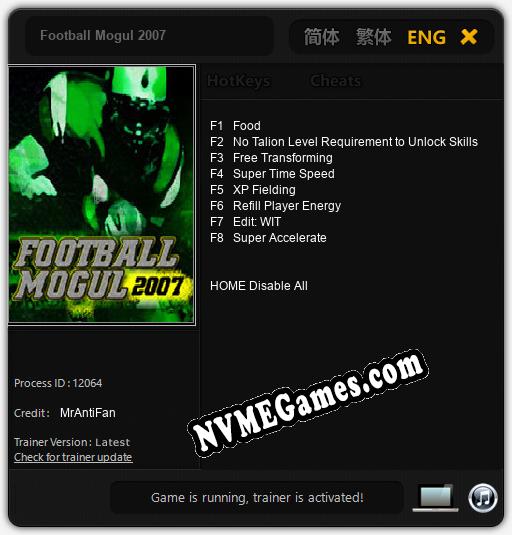 Football Mogul 2007: Cheats, Trainer +8 [MrAntiFan]