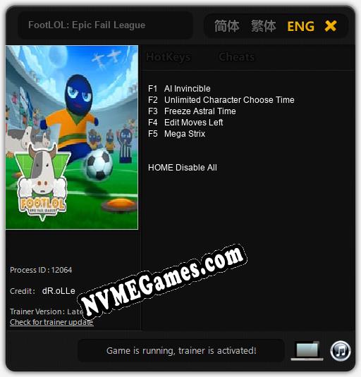 FootLOL: Epic Fail League: Cheats, Trainer +5 [dR.oLLe]