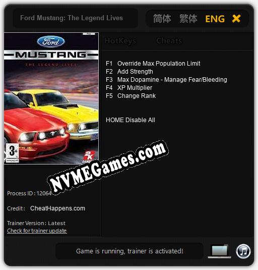 Ford Mustang: The Legend Lives: Trainer +5 [v1.4]