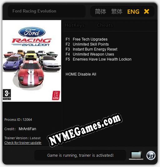 Treinador liberado para Ford Racing Evolution [v1.0.6]