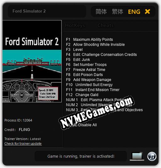 Ford Simulator 2: Trainer +15 [v1.8]