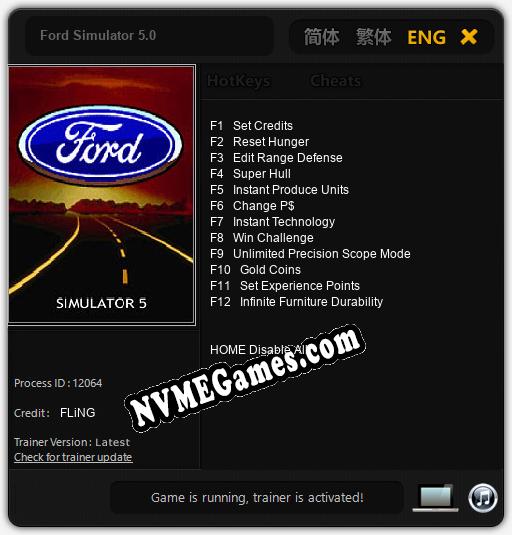 Ford Simulator 5.0: Cheats, Trainer +12 [FLiNG]