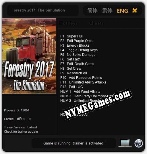 Treinador liberado para Forestry 2017: The Simulation [v1.0.1]