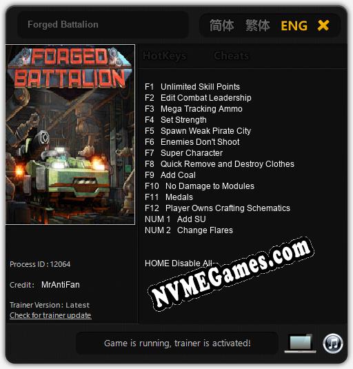 Treinador liberado para Forged Battalion [v1.0.1]