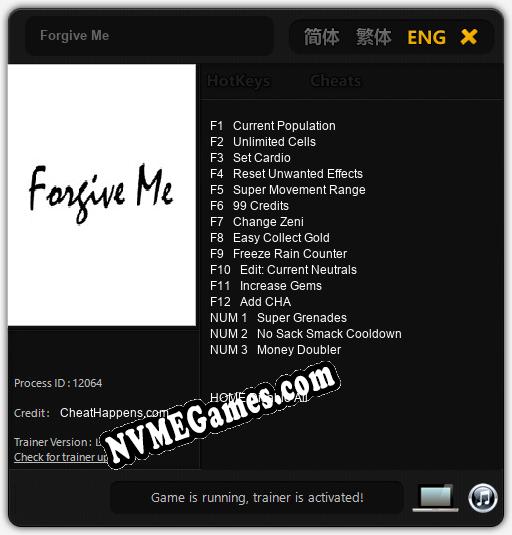 Treinador liberado para Forgive Me [v1.0.5]