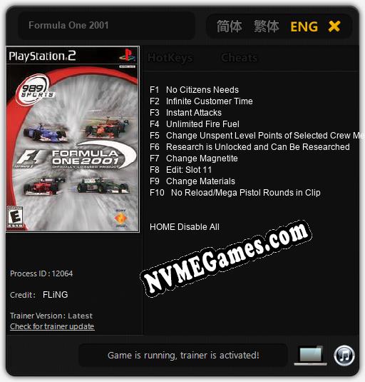 Formula One 2001: Treinador (V1.0.57)