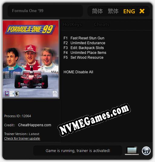 Treinador liberado para Formula One ‘99 [v1.0.1]