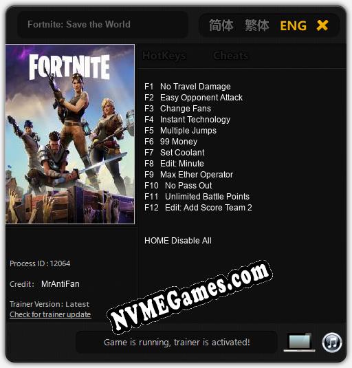 Fortnite: Save the World: Trainer +12 [v1.6]