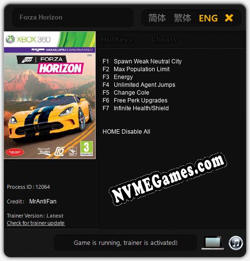 Forza Horizon: Cheats, Trainer +7 [MrAntiFan]