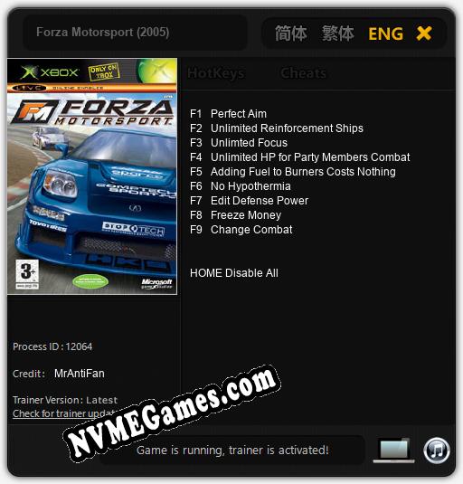 Forza Motorsport (2005): Treinador (V1.0.73)