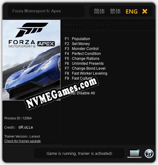 Forza Motorsport 6: Apex: Treinador (V1.0.31)