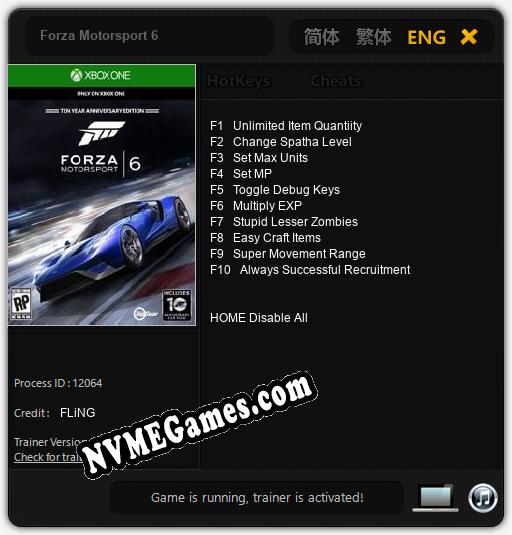 Forza Motorsport 6: Treinador (V1.0.44)