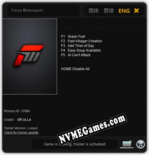 Treinador liberado para Forza Motorsport [v1.0.8]