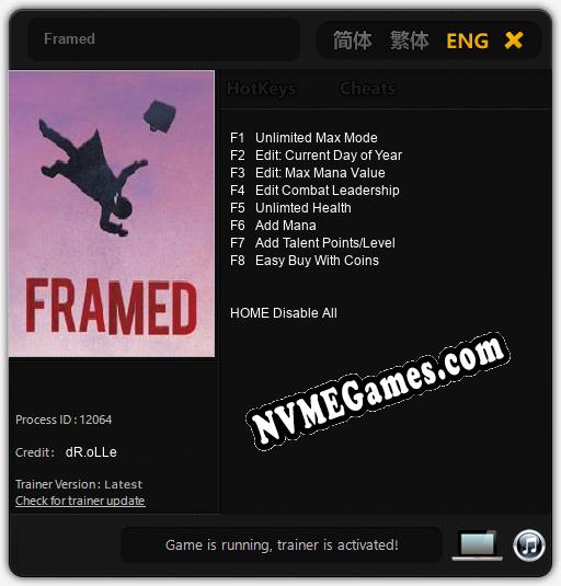 Framed: Cheats, Trainer +8 [dR.oLLe]