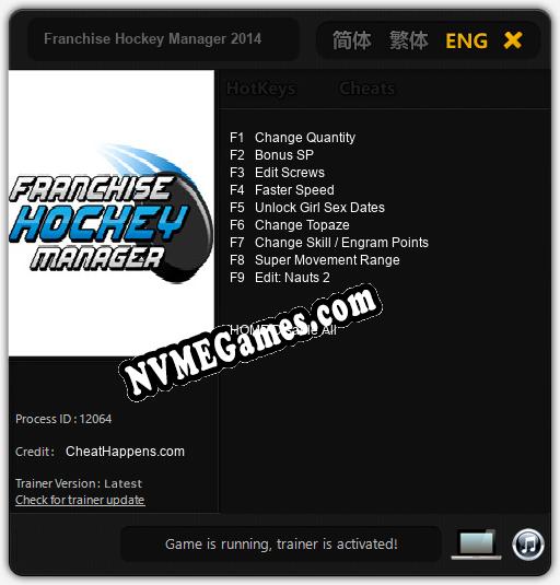 Franchise Hockey Manager 2014: Cheats, Trainer +9 [CheatHappens.com]