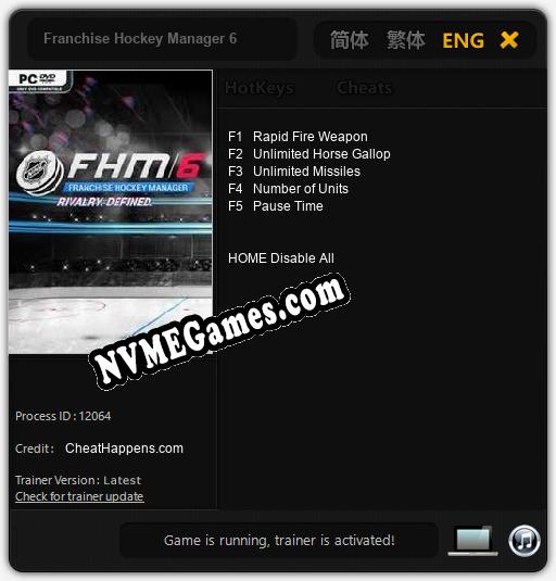 Franchise Hockey Manager 6: Trainer +5 [v1.8]