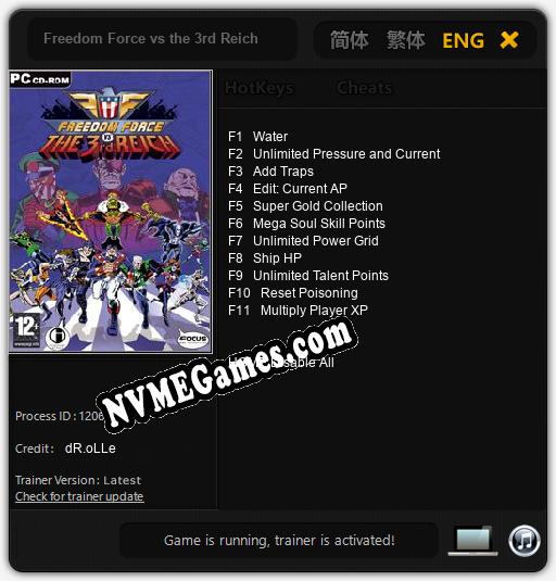 Treinador liberado para Freedom Force vs the 3rd Reich [v1.0.2]