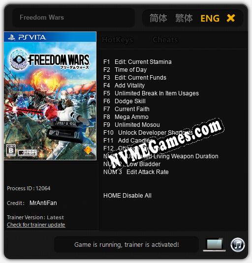 Freedom Wars: Trainer +15 [v1.2]