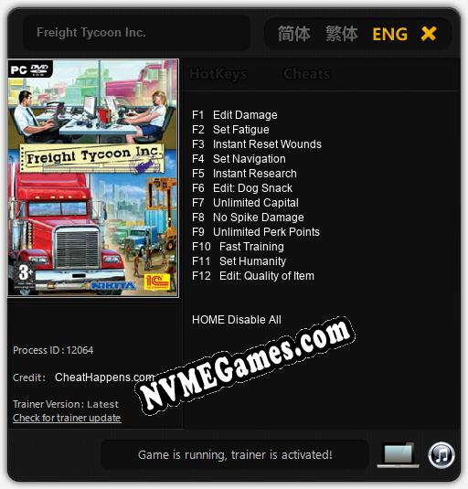 Freight Tycoon Inc.: Cheats, Trainer +12 [CheatHappens.com]