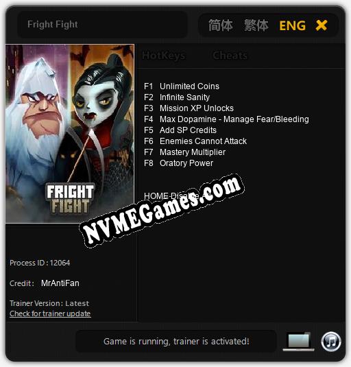 Fright Fight: Trainer +8 [v1.1]