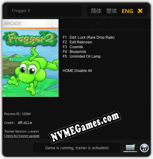 Frogger 2: Treinador (V1.0.7)