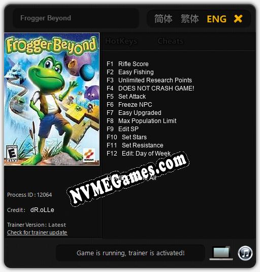 Frogger Beyond: Trainer +12 [v1.6]