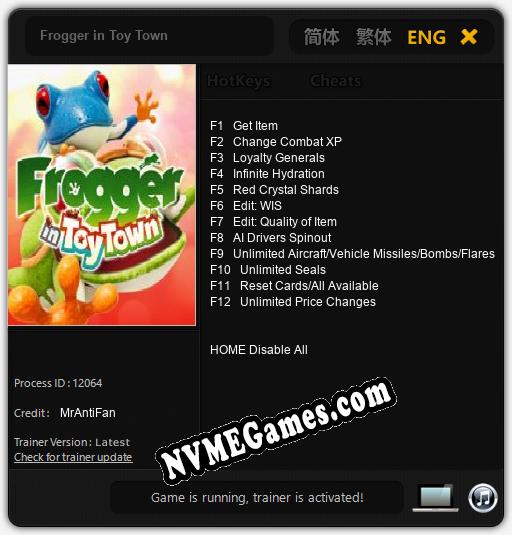 Frogger in Toy Town: Trainer +12 [v1.2]